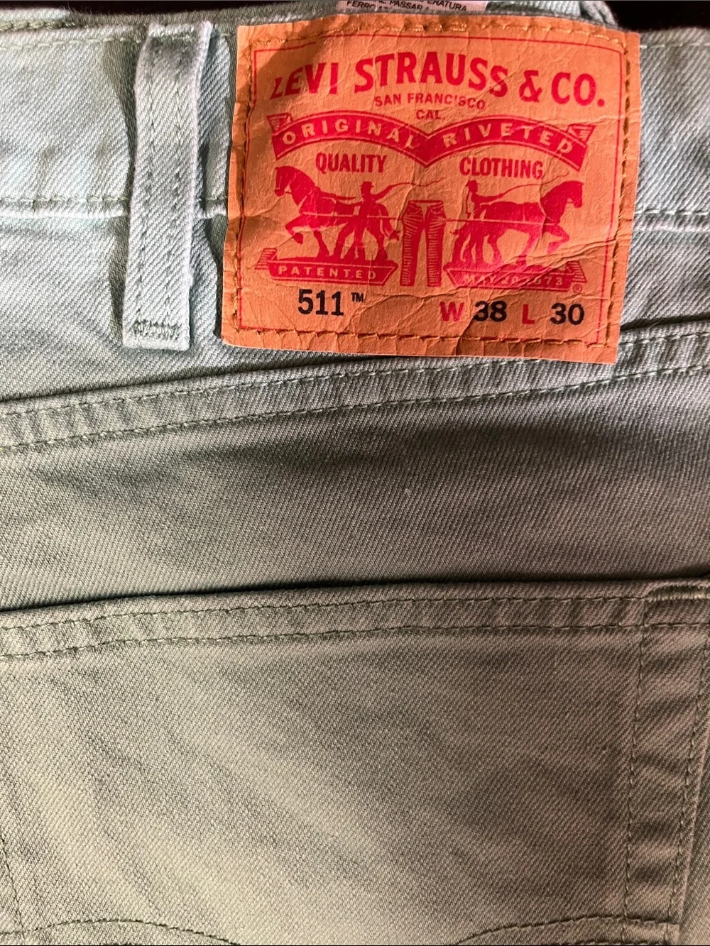 Levi's 511 Men's Jeans  in Light Sage Green size 38 x 30